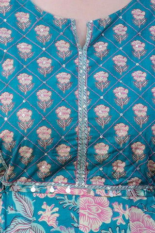 Kurta Green Orchid Cotton Anarkali Suit